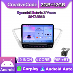 Android-autoraadio Hyundai Solaris 2 Verna 2017-2018 jaoks koos nupunupuga 10-tolline multimeediumipleier, navigeerimisseade, GPS Carplay 2+32 GB