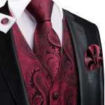 Hi-Tie Meeste Vest Siidist Paisley Lilleline Lips Taskur&auml;tik Mansetin&ouml;&ouml;bid KOMPLEKT Ametlik 2XL