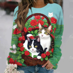 Kawaii naiste T-s&auml;rk Naljakas kassi mustriga pikkade varrukatega T-s&auml;rk vabaaja t&auml;navar&otilde;ivad naiste kampsun, uus naiste pullover, riiete topp L
