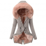 Vastupidav Lady Coat Thermal Plush Vooder Pehme kapuutsiga pikkade varrukatega mantel 3XL hall