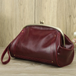 KONTAKT 2024 Ehtsast nahast Sidurikotid Suudluslukk Metallraami disain Naiste moekotid Telefoni tasku Naiste kotid K&auml;ekotid punane