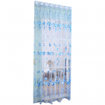 Tulip Flower Voile kardina kardinapaneel tuba L&auml;bipaistev koduukse aknakaunistus 100cm x 200cm(On Rod) sinine