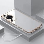 Huawei P60 &uuml;mbrisele Huawei P60 Pro &uuml;mbris Huawei P60 Art telefoni &uuml;mbris LNA-LX9 MNA-LX9 Luxury Square Plating P&otilde;rutuskindel tagakaas For Huawei P60&Case & Strap lumivalge v&auml;rv