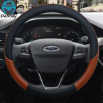 for Ford Escape Kuga I II Van Escape Car Steering Wheel Cover Leather Anti-slip 100% DERMAY Brand Auto Accessories pruun