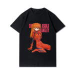 Suures suuruses Evangelioni tr&uuml;kitud meeste T-s&auml;rgid &Uuml;markaelusega puuvillased topid Suvised anime vabaaja mustad s&auml;rgid S