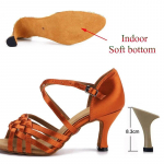 Suvised ladina tantsujalatsid Naiste salsa tango ballisaalipidu, t&uuml;drukud k&otilde;rged kontsad, v&auml;rvilised pronkssatiinist naiste sandaalid 39