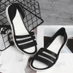 2024. aasta moodsad lahtise varbaga libisemisjalatsid naistele, suvised lamedad sandaalid, v&auml;rvilised, vabaaja rannas, &otilde;ues, naiste naiste marmelaadisussid 36 must