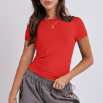 Naiste l&uuml;hikeste varrukatega soodne seksikas armas Slim Fit liibuv T-s&auml;rk L sinine