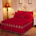 Harjatud pitsist voodiseelik, paksendatud tepitud Korea printsessi pits, libisemiskindel voodikate Four Seasons majapidamises kasutatavad voodipesu 150*200cm 3pcs