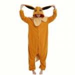 Eevee Kigurumi Loomakost&uuml;&uuml;m Cosplayks Halloweeni ja J&otilde;uludeks, Pokemon Multikategelaste R&otilde;ivad T&auml;ispikk Pijama &Ouml;&ouml;riided Multikategelase Kombinesoon S pronksi