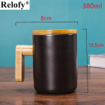 380 ml loomingulised keraamilised kohvikruusid bambusest k&auml;epideme ja kaanega Kodukontori kohvitass kuumaveekruus Joogin&otilde;ud 380ml punane