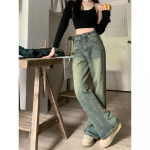 Y2k kottis laia s&auml;&auml;rega teksad Naiste vintage t&auml;navar&otilde;ivad Pestud teksap&uuml;ksid Grunge Basic Slouchy sinised p&uuml;ksid Femme kevad S