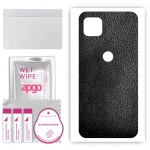 apgo Protective Skin Sticker for the back compatible with Motorola One 5G Ace, Wrap Film, Foil, Vinyl - Pattern Black Leather