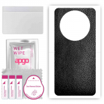 apgo Protective Skin Sticker for the back compatible with Sharp Aquos R8 Pro, Wrap Film, Foil, Vinyl - Pattern Black Leather