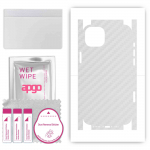 apgo kaitsev nahakleebis tagak&uuml;ljele ja k&uuml;lgedele, mis &uuml;hildub Apple iPhone 14-ga, t&auml;iskile, foolium, vin&uuml;&uuml;l &ndash; mustriga l&auml;bipaistev s&uuml;sinik