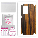 apgo Protective Skin Sticker for the back+sides compatible with Oppo A77 4G, Full Wrap Film, Foil, Vinyl - Pattern Tigerwood