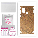 apgo Protective Skin Sticker for the back+sides compatible with Samsung Galaxy M21s, Full Wrap Film, Foil, Vinyl - Pattern Rusty Copper