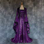 Kleit naistele Halloweeni kost&uuml;&uuml;mid Piraatkleit Reguleeritav pits Iiri retro kleit, pikk kleit XXXL lilla