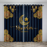 Luksuslikud moslemi Ramadani festivali varjutuskardinad, pimendavad aknakardinate komplekt elutoa magamistoa dekooriks, 2 t&uuml;kki, tasuta saatmine 100W130H(CM)40x51in&Grommet Top