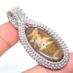 Natural Mud Crack Fossil Gemstone 925 Sterling Silver Gift Pendant 2.40 b3k48