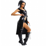 Must seksikas nahast kummist kapuutsiga mantel Fetish Lateks Clubwear gooti kehapesu One Size must