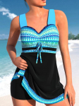 2024. aasta naiste seksikad rannaujumisriided Tankini kaheosalised ujumisriided, prinditud Tankini Beachi suvemood, naiste ujumisriiete komplekt 5XL sinine