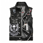 Meeste Biker Nahast Mootorivest Must Mootorratta Hip Hop Varrukateta Jope M must