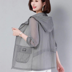 Naiste jope suvine kapuutsiga p&auml;ikesekaitseriided kausaalne tuulejope Naiste &otilde;hukesed mantlid lahtised v&auml;lisriided kerged 3XL hall v&auml;rv