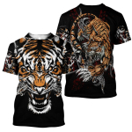 3D Tiger Print T-s&auml;rk Meestele Butiik Animal Graphic T-s&auml;rgid Suvine trend Harajuku Suured l&uuml;hikeste varrukatega vabaaja O-kaelusega topid 6XL