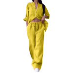 Naiste 2-osaline vabaaja puuvillase ja linase &uuml;hev&auml;rviline s&auml;rgi ja n&ouml;&ouml;riga laiade s&auml;&auml;rtega p&uuml;kste komplekt L sinine