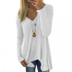 HNXC naistemood vabaaja kevade s&uuml;gise &uuml;hev&auml;rvilise tr&uuml;kiga pikkade varrukatega V-kaelusega pluusid ja s&auml;rgid S valge