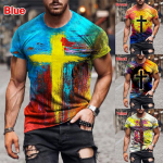 Suvemood Meeste Christian Cross Must-valge Jeesus Print 3D Unisex Casual T-s&auml;rk Laste Topid 3XL taevasinine v&auml;rv