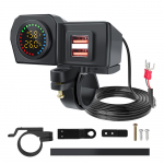 3,4A mootorrattalaadija QC3.0 PD kiirlaadimine, kahe USB-telefoni laadimisadapter pingekuvari ja sisse-/v&auml;ljal&uuml;liti muutmise tarvikutega Dual QC3.0