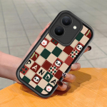 Pehme silikoonist ruudukujulise redeli mustriga telefoni&uuml;mbris, t&auml;ielikult kattev, kaamera p&otilde;rutuskindel kaitse, kummist &uuml;mbris Vivole Vivo Y55S 2023 5G must