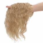 Uus konkubiini s&uuml;nteetiline klamber pea &uuml;laosas asendusplokk parukas, Corn Curl Clip juuksepikendus valge kuld