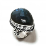 Natural Labradorite Gemstone Handmade 925 Sterling Silver Ring Size 8 b4d79