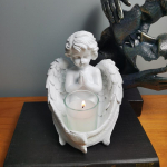 Inglitiibade sulgedega teek&uuml;&uuml;nlahoidja kujukese ornament m&auml;lestuskingitus 13.5X15X16cm