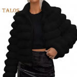 Naiste talvejope Paks kunstkarusnahast &uuml;hev&auml;rviline alla keeratav krae, pikad varrukad, soojust hoidev &otilde;ues, igap&auml;evane kandmine, soe mantel S valge