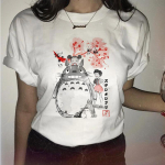Totoro naljakas naiste tr&uuml;kitud naiste Spirit Away Jaapani T-s&auml;rk Miyazaki Hayao T-s&auml;rk T-s&auml;rk Tees 3XL valge