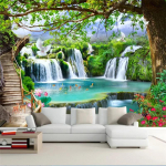 tapeet 3d lihtne vabaaja roheline puu mets juga maastik t&ouml;&ouml;riistasein elutuba vana mehe seinamaal 3d 250 cm(W) x 160 cm(H)