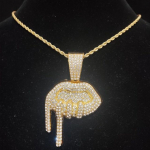Meeste naiste hip-hop-suu kujuga ripats kaelakee 13 mm Kuuba ketiga Hiphop Iced Out Bling kaelakeed Moe v&otilde;lu Ehted 16inch(40cm) kuld