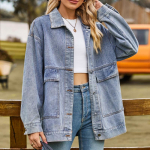 IHUASU Naiste mitmek&uuml;lgne &otilde;huke retro klassikaline lahtise teksariidest vabaajajakk-top XXL