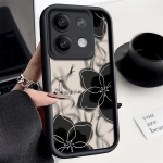 Musta lillemustriga &uuml;hev&auml;rviline &uuml;mbris Xiaomi Poco F6 X5 X6 M6 Pro 13t Redmi Note 13 12 11 10 Pro Plus silikoonist pehme l&auml;&auml;tse kaitsekatte jaoks Xiaomi Poco X6