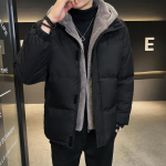 Talvine puuvillane mantel meeste kapuutsiga vabaaja soe puuvillane mantel meeste mantel L must