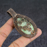 Swiss Green Opal Gemstone Handmade Copper Wire Wrap Jewelry Pendant 2.96 c8z96