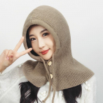 S&uuml;gistalvine naiste silmkoeline m&uuml;ts Sall Integreeritud soe k&otilde;rvakaitse Kaelakaitse Sall Villane M&uuml;ts must