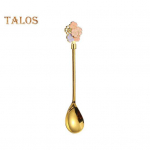 Segamislusikas Lill Multifunktsionaalne kriimustusvastane Ilus pika varrega magustoit, suupiste laste k&uuml;hvel, restoranitarbed S kuldne