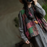 Johnature Naiste vanaaegsed lapit&ouml;&ouml;d v&auml;rvilised vestid, mantlid, n&ouml;&ouml;bid, alus Hiina stiilis riided s&uuml;gisvestid, mantlid One Size roheline