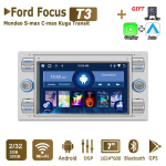 Androidi autoraadio multimeediapleier Ford Focus 2007 Mondeo S-max C MAX Kuga Galaxy Fiesta Transit Fusionile 2 Din Carplay GPS Autoradio WiFi 4+64GB 2+32GB must