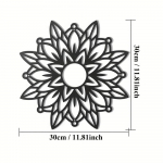 1 tk Wildflower Mandala metallist seinarippuv elegantne lillem&auml;rk, moodne mandala siluett, stiilne metallist seinakaunistus igasse ruumi helehall v&auml;rv